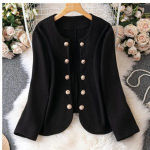 Plus Size Gold Button Jacket